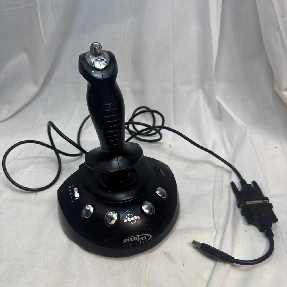 Vintage Interact Raider Pro Joystick Black Sv-251 PC Video Game Controller Clean